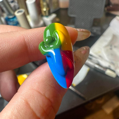 Chameleon Press On Nails | Retro Color Block Graphic Nails, Handmade Y2K Statement Nail Set, Gift for Her, OB457LC