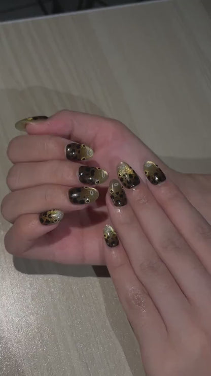Pufferfish Press On Nails | Cute Ocean Nail Set | Gold Cat Eye Sea Life Nails | Japanese Kawaii Handmade Gel Press On Nails | OC449UC