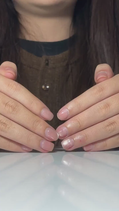 Glossy Press On Nails with Chrome Silver and Jelly Pink | Star Accent Pastel Nails in Almond Shape | Cute Nails | OC345NC