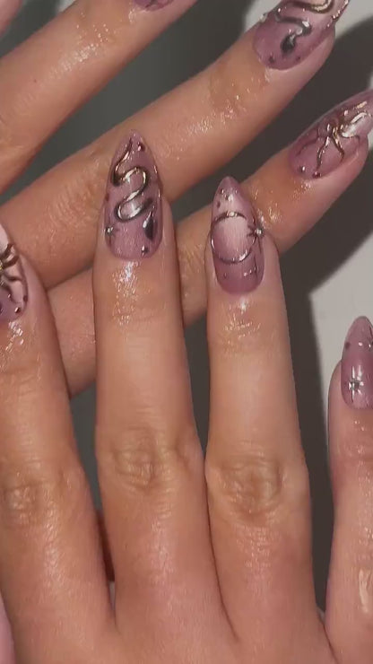 Gothic Sigil Luxury Press On Nails | Nude Rose Gothic Nail Art | Nude Rose Gothic Press Ons | Occult Symbol Set | DB1007EC