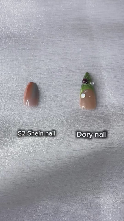 SpongeBob Press On Nails Summer Handpainted Cartoon Patrick Star Squidward Custom Fake Nails 3D Water Bubble Jellyfish Summer Nails | OB412L