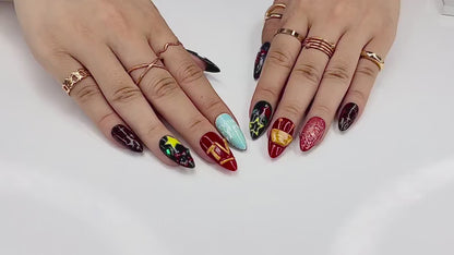 Tenna Deltarune Press On Nails | TV Show Nail Design | Abstract Comic Nail Art | Funky Character Press Ons | 3D Statement Nail Set | JB975HC