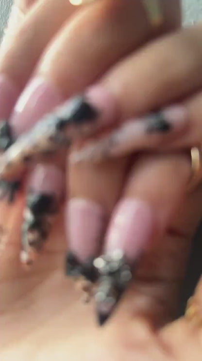 Vintage Halloween Leopard Press On Nails | Gothic Pumpkin & Spider Web Nail Art | Handmade Halloween Nail Set | Gothic Nail Set | JB180HC