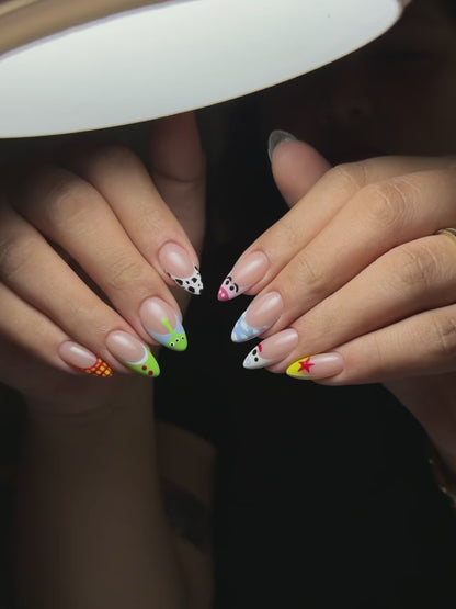 Cowgirl Western Press On Nails | Woody Buzz Alien Cow Print Nails, Cute Cartoon Nail Set, Gift for Her OB437LG