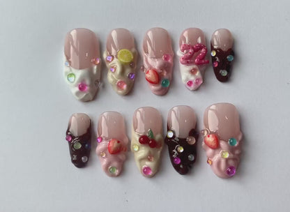 Customizable Birthday-Themed Press On Nails Set | Age Option - Colorful and Fun Nail Art Designs | Cute Birthday Nails | JB222S