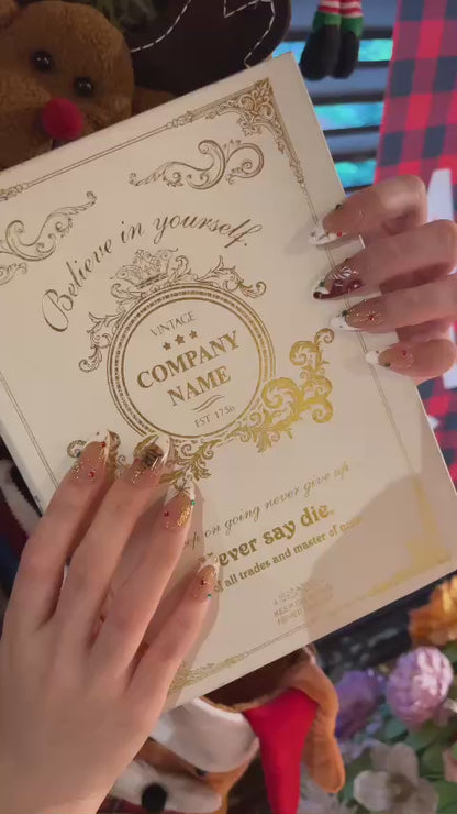 White French Christmas Press On Nails | Red Green Gold Holiday Press Ons | Christmas Tree & Candy Cane Nails | Elegant Winter Nail | JB223HC