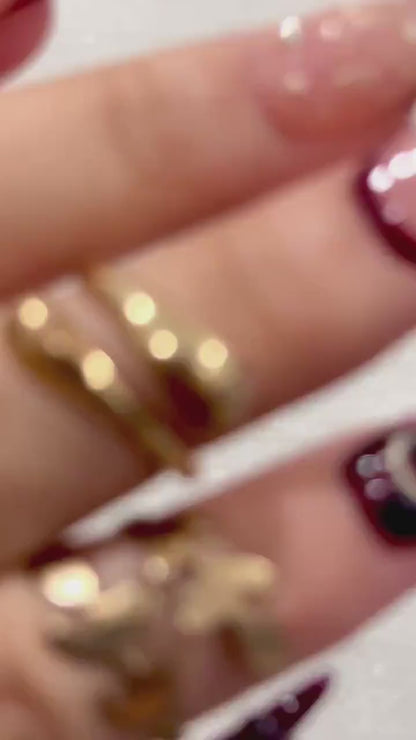 Gothic Ruby Witch Press On Nails | Red Black Sorcery Nail Art | 3D Ring Accents & Mystic Symbols | Luxury Dark Glam Set | HB1202EC