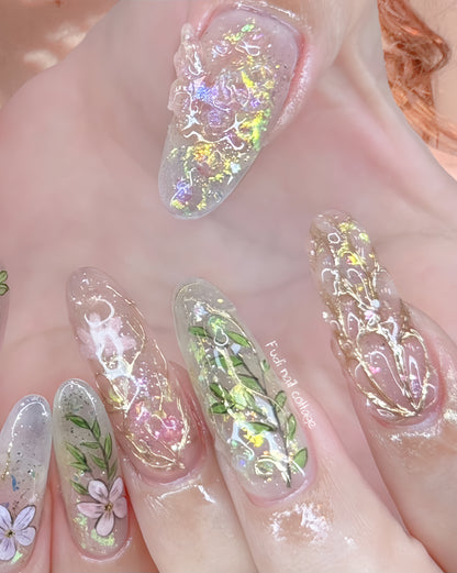 Opal Forest Press-on Nails – Exclusively handcrafted by artist Fudinail | OA12DL
