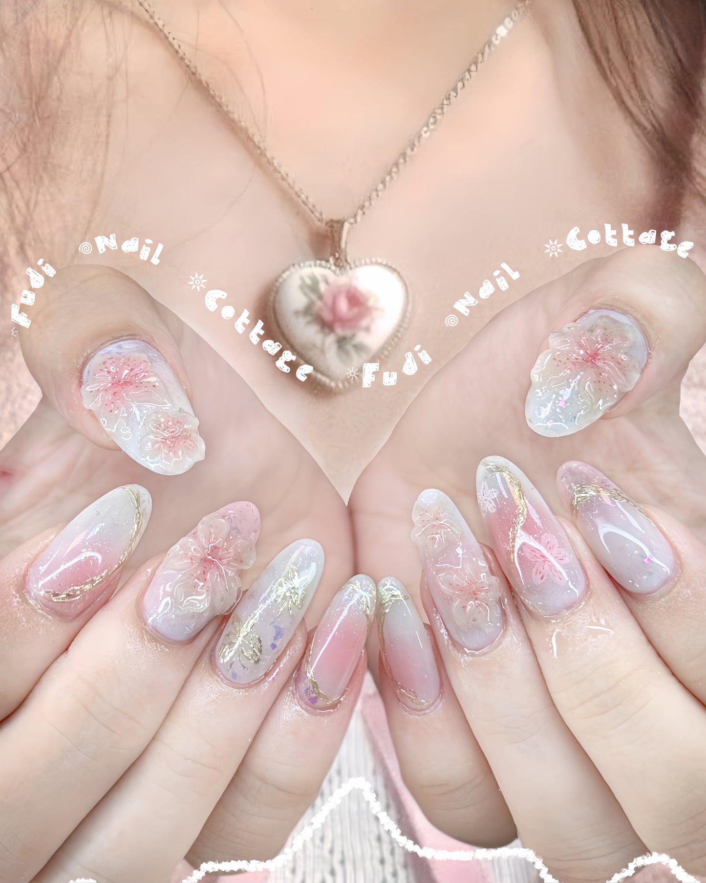 Rosewater Glow Press-on Nails – Exclusively handcrafted by artist Fudinail | OA16DL