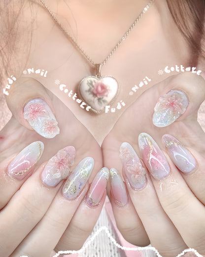 Rosewater Glow Press-on Nails – Exclusively handcrafted by artist Fudinail | OA16DL