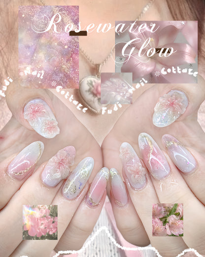 Rosewater Glow Press-on Nails – Exclusively handcrafted by artist Fudinail | OA16DL