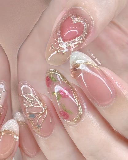 Blushing Hearts Press On Nails by FudiNails | OA18DL