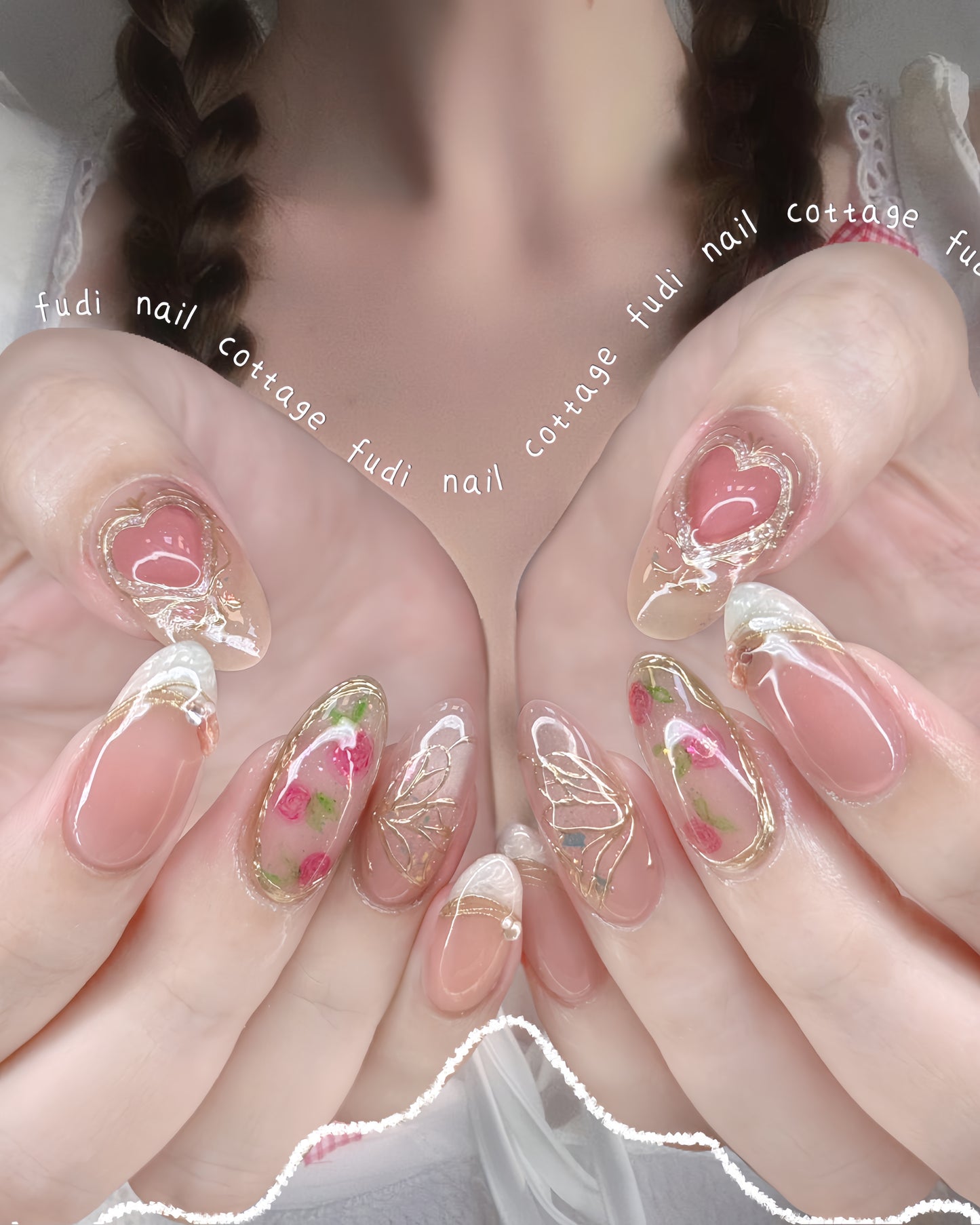 Blushing Hearts Press On Nails by FudiNails | OA18DL