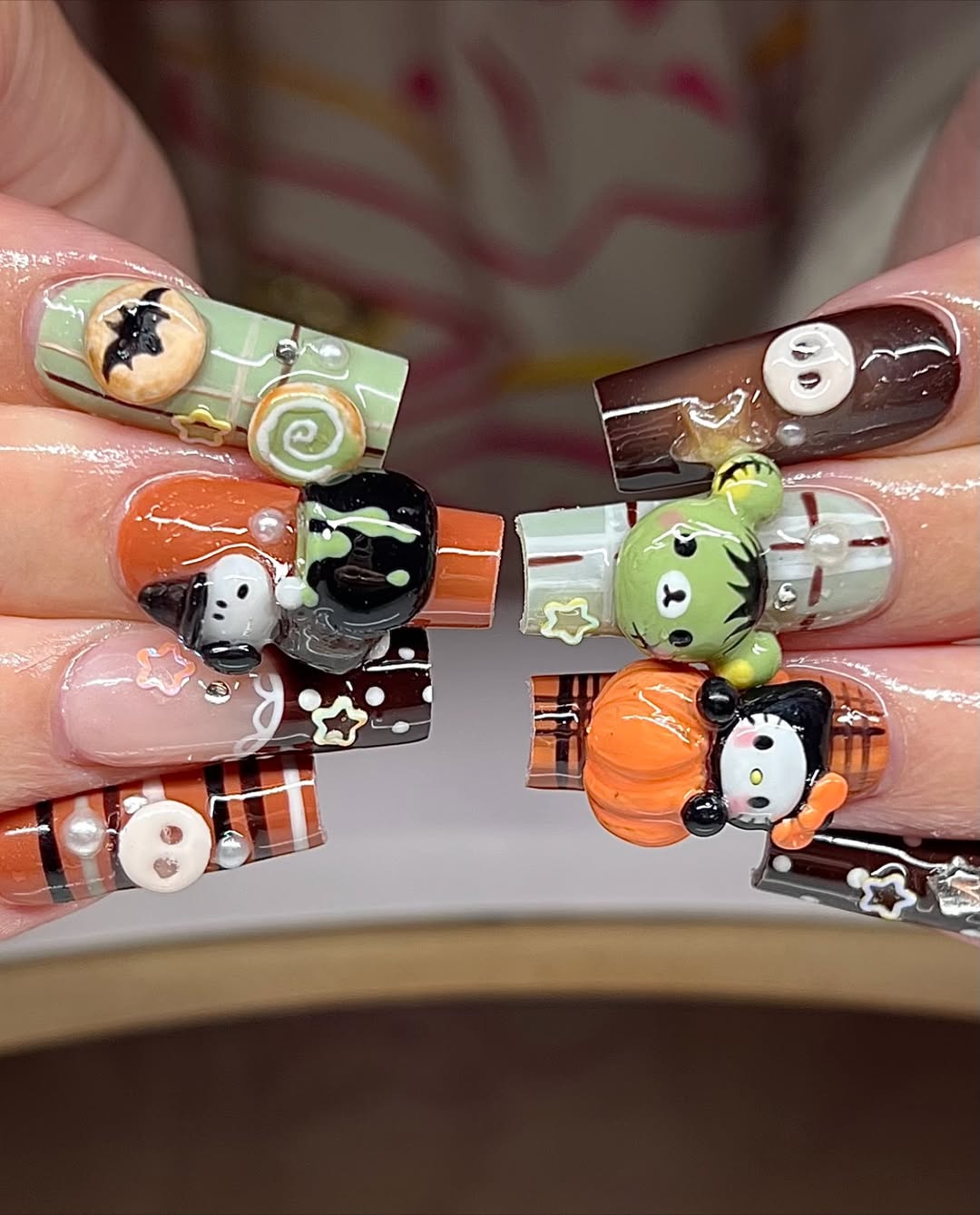 Spooky Cute Halloween 3D Sanrio Press On Nails by Faithsfullsets | Kawaii Witch Hello Kitty & Monster Nails | OA05LF